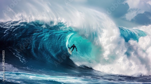 Man Riding Wave on Surfboard