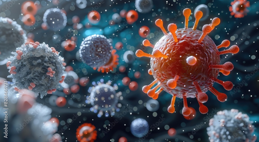 Multiple coronaviruses are seen floating in the water, showing their ability to survive in aquatic environments. Multiple coronaviruses are seen floating in the water, showing their ability to survive in aquatic environments.