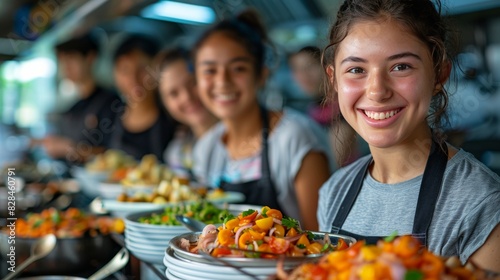 Group of People Sitting at Table With Plates of Food