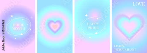 Y2K Blurry Neon Radiant Gradient Love Pride Month banner templates photo
