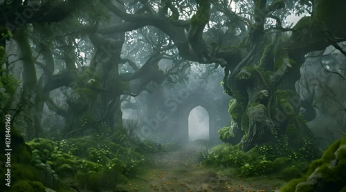 Scary dwarf fairy tale forest photo