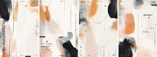 A collection of four abstract prints in natural, earth-toned hues. The design serves as a versatile background texture for a range of items, including stationery, packaging, wallpapers, posters, etc.