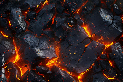 texture of red-hot lava with fire