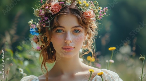 Woman Wearing Flower Crown