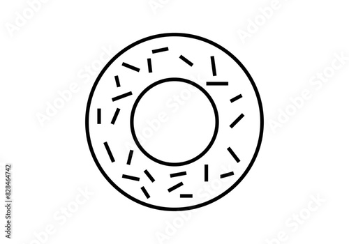 Icono negro de rosquilla con confitería. 