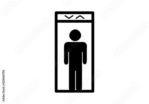 Icono negro de persona en un ascensor o elevador.