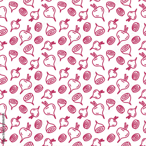 Beetroot line icons seamless pattern