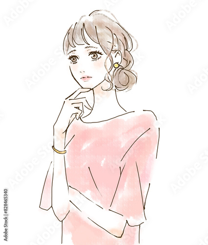 Obraz na płótnie 子供の教育と受験について考える女性のイラスト 腕組み w salonie