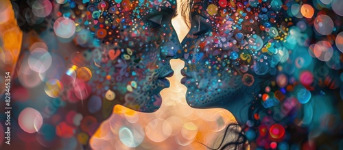 Intimate Embrace A Colorful Double Exposure Interpretation of Gustav Klimts The Kiss