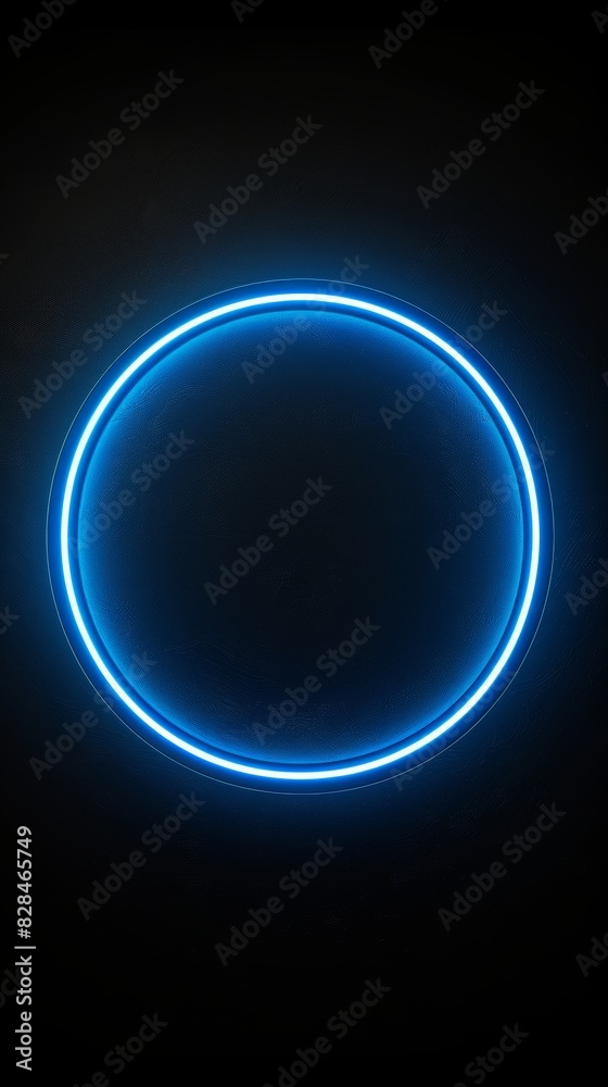 Stylish Blue Light Ring on Black Background Generative AI Stylish Blue Light Ring on Black Background Generative AI