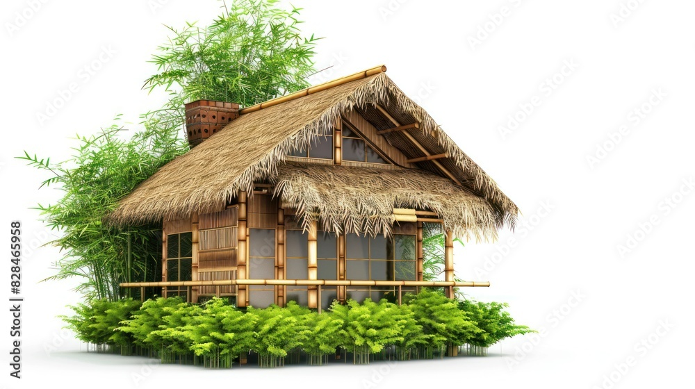 house from bamboo isolated on white background house from bamboo isolated on white background