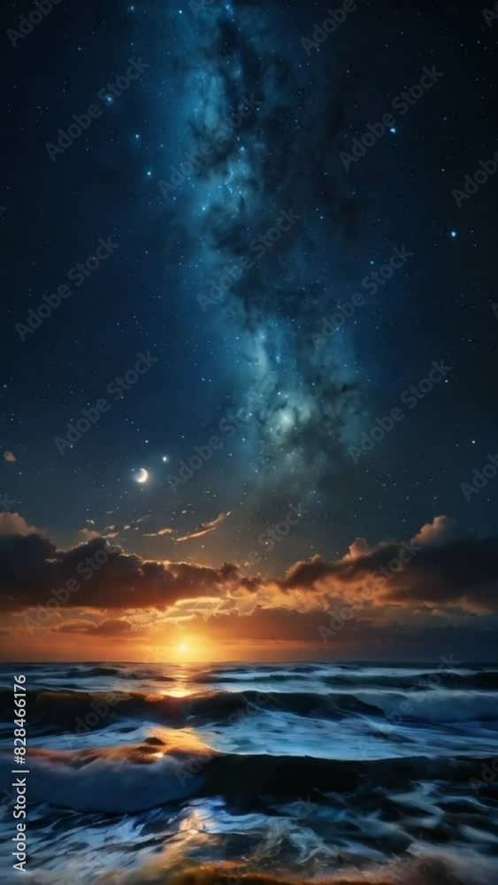 Galactic Night Sky Over Ocean at Twilight Galactic Night Sky Over Ocean at Twilight