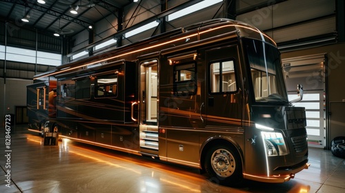 A luxury campervan that offers the ultimate mobile living experience. With a modern, luxurious exterior design, the rooftop swimming pool adds to the luxury and relaxation.