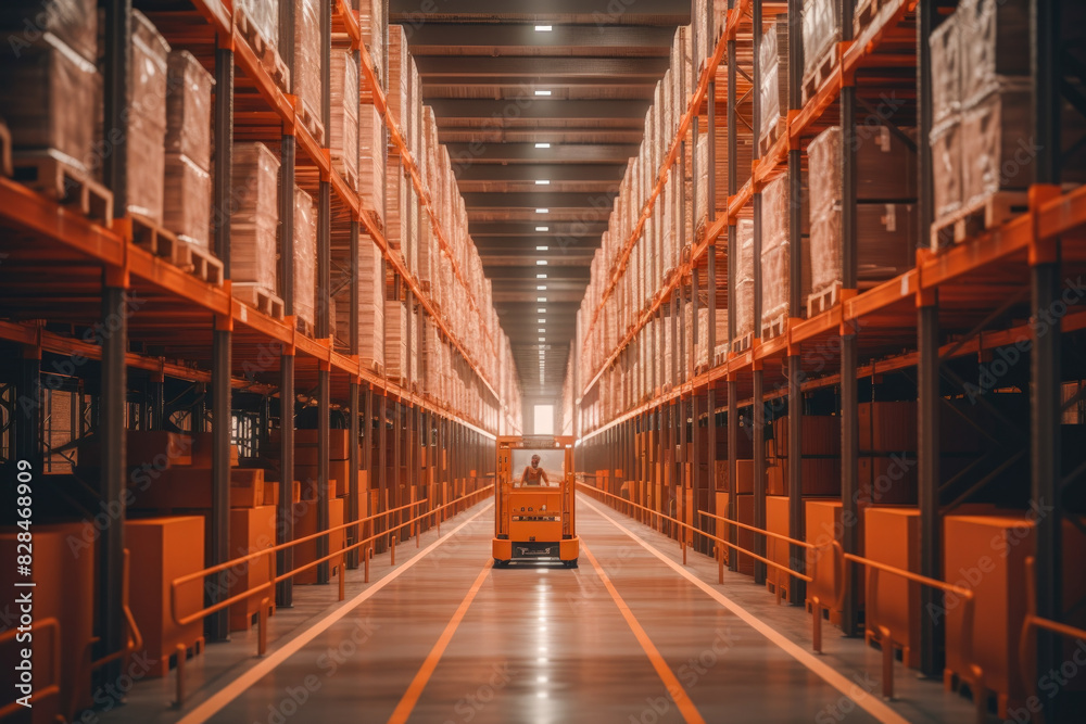 Fototapeta premium Working in a huge warehouse