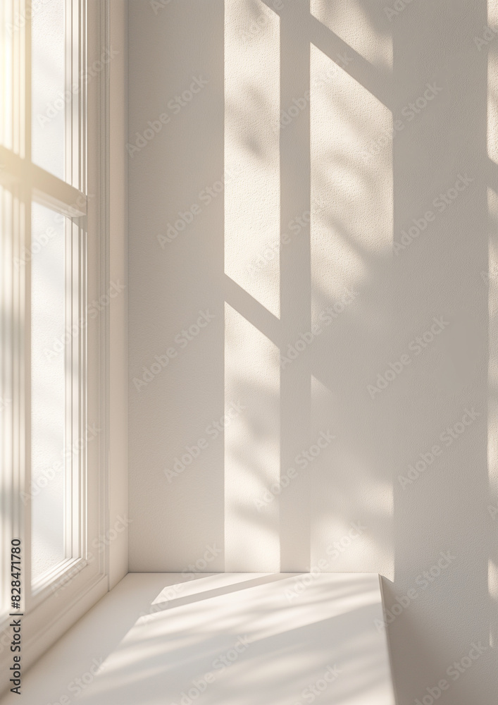 Fototapeta premium empty room interior with closeup of window and sunlight