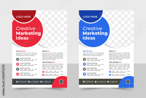 a bundle of 2 templates of different colors a4 flyer template, Creative Corporate & Business Flyer Template Design, abstract business flyer, vector template design.
