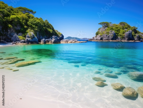 Serene Paradise  Tranquil Beach with Crystal-Clear Turquoise Water