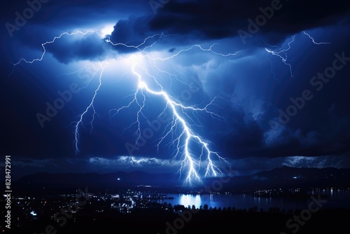 Awe-Inspiring Thunderstorm with Striking Lightning on the Horizon