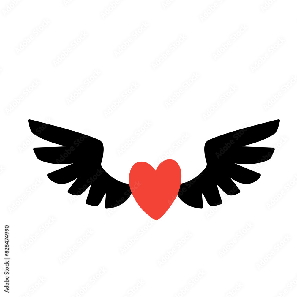 vector icon of heart with wings