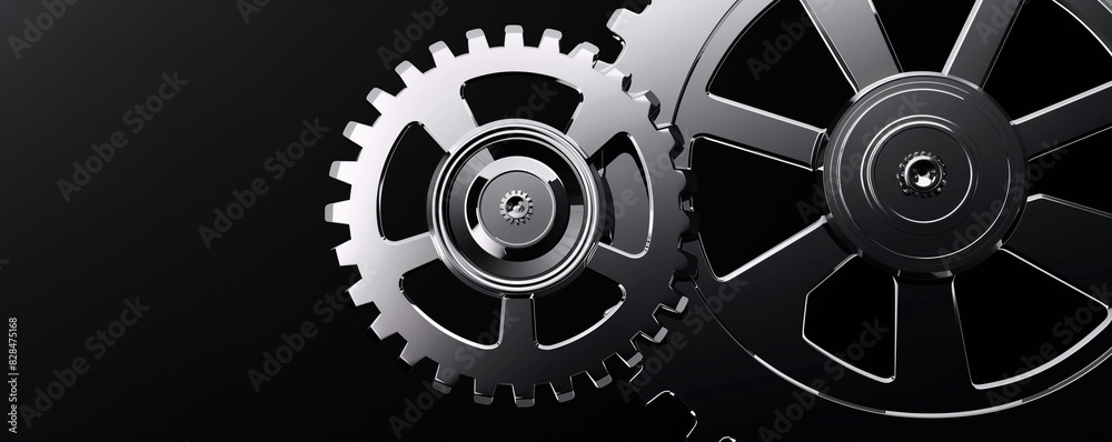 Minimalistic metal gear on black backround Minimalistic metal gear on black backround