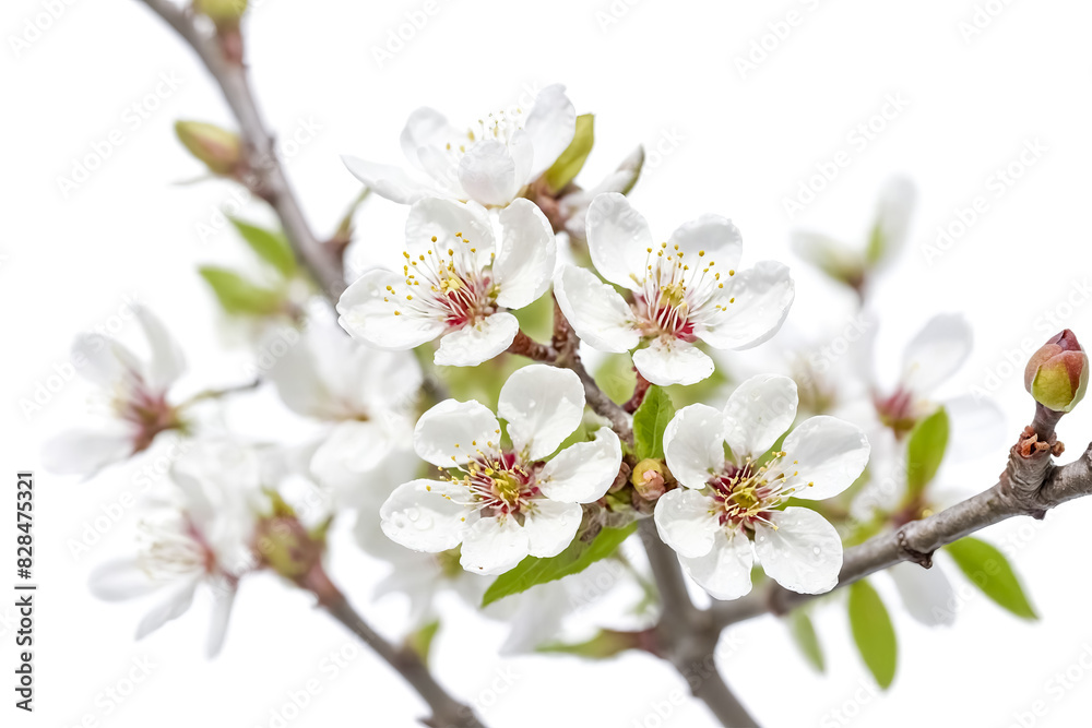 Obraz premium Closeup of delicate white blossom on a tree branch