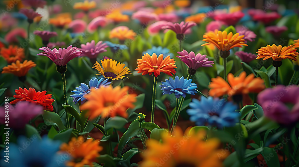 A vibrant garden full of colorful flowers A vibrant garden full of colorful flowers