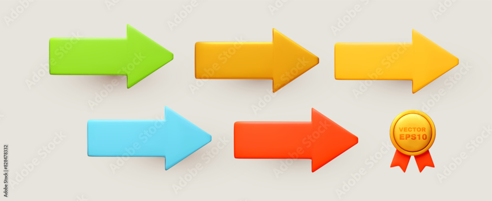 3D realistic arrows set. Curved arrows collection. 3D realistic arrows set. Curved arrows collection.