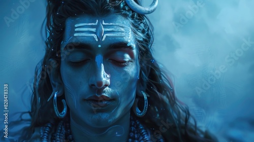 closeup view of lord shiva statue photo