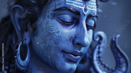 closeup view of lord shiva statue photo