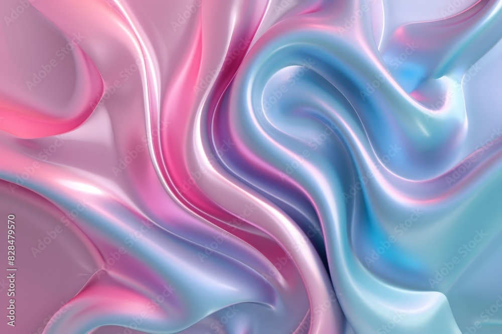 A colorful, flowing piece of fabric with a pink and blue swirl A colorful, flowing piece of fabric with a pink and blue swirl