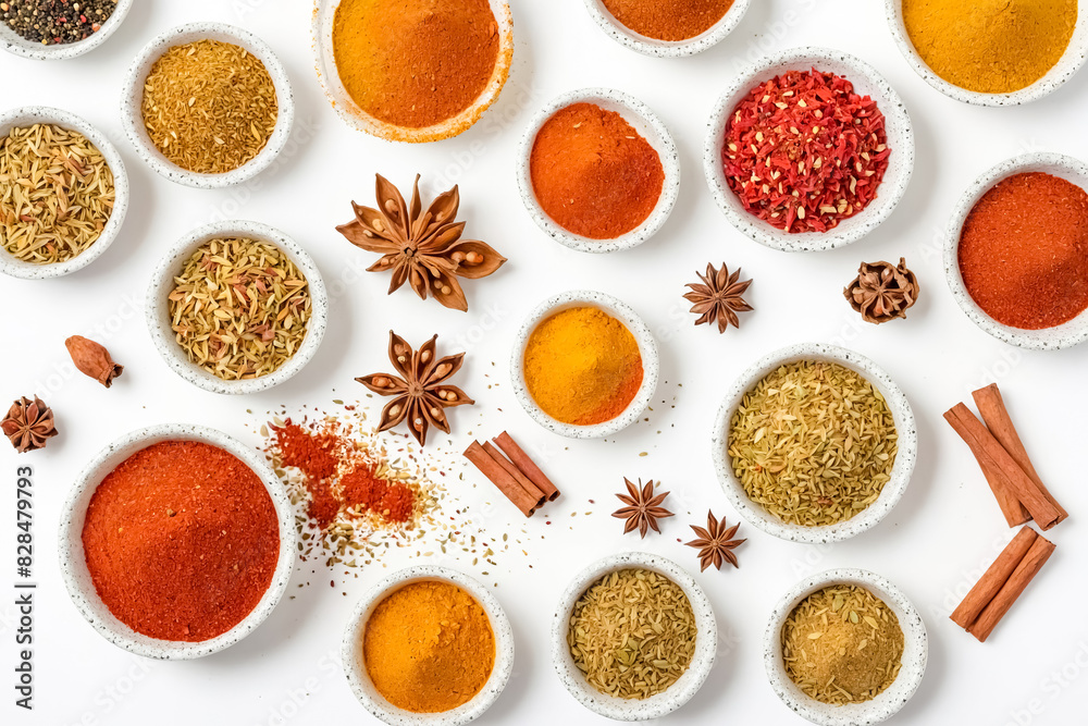 A Colorful Collection of Spices in Bowls A Colorful Collection of Spices in Bowls