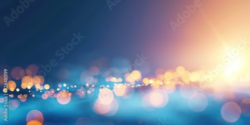 Gradient and blurred bluish-colored background for business presentation, slight and mellow chill gold light ray barely