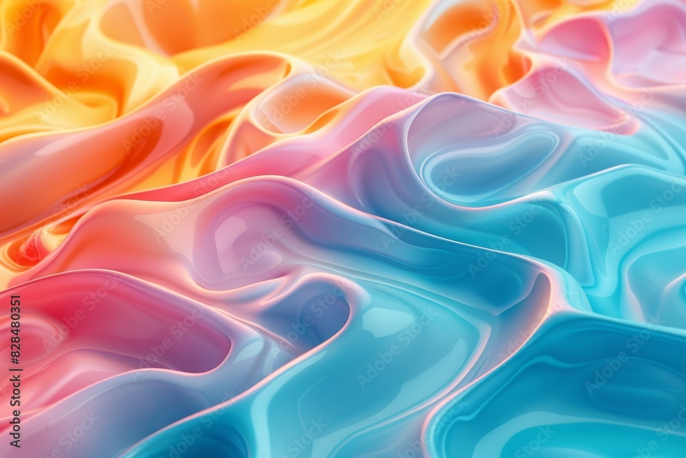Obraz premium A colorful, abstract painting of a wave with a blue and orange stripe