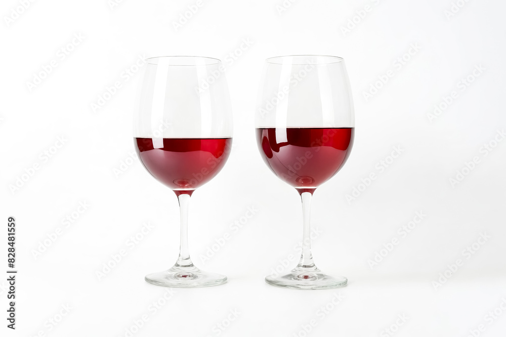Two Glasses of Red Wine on White Background Two Glasses of Red Wine on White Background