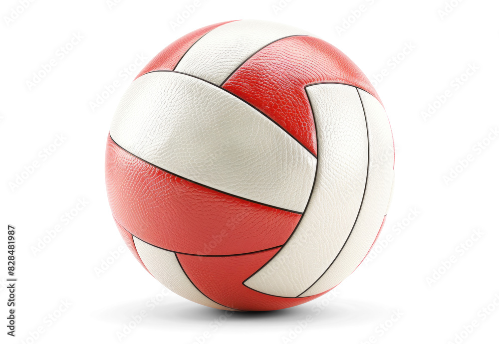 Fototapeta premium Red and White Volleyball on Transparent Background