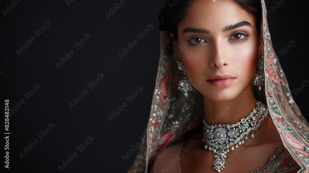 Indian Woman with Black Hair in Studio, AI generative Indian Woman with Black Hair in Studio, AI generative