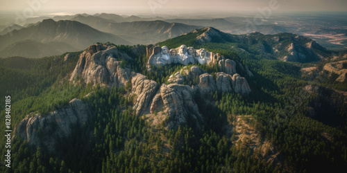 Aerial view of Mount Rushmore photo