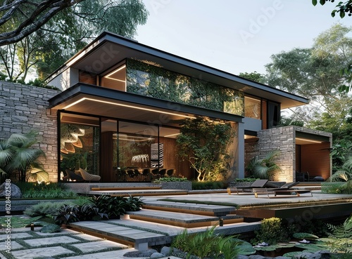 Modern Home Exterior Design Blending with Nature