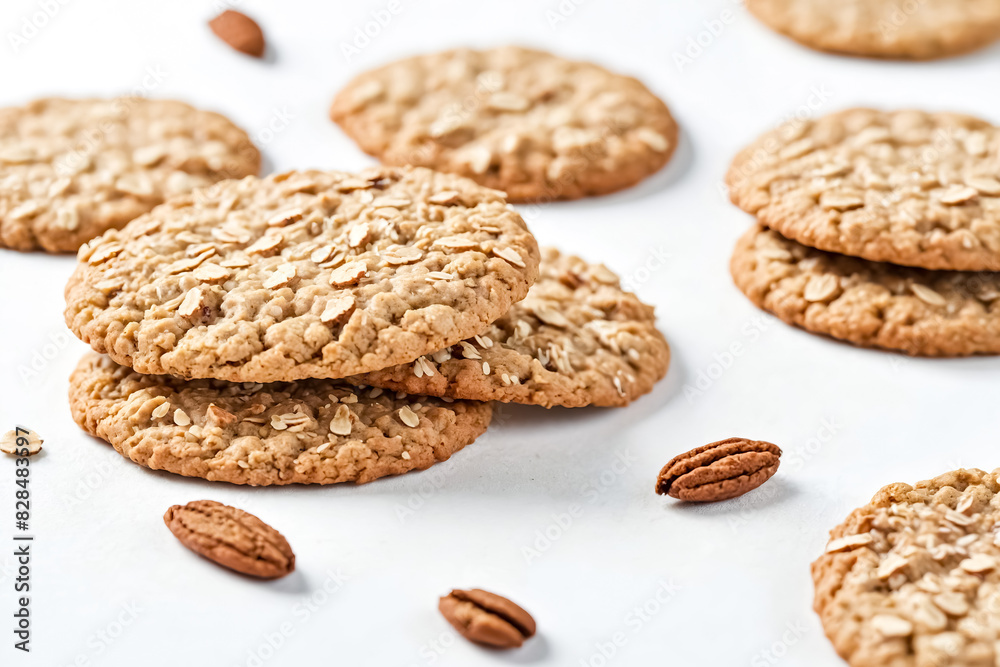 Close-up of Oatmeal Cookies with Pecan Nuts Close-up of Oatmeal Cookies with Pecan Nuts