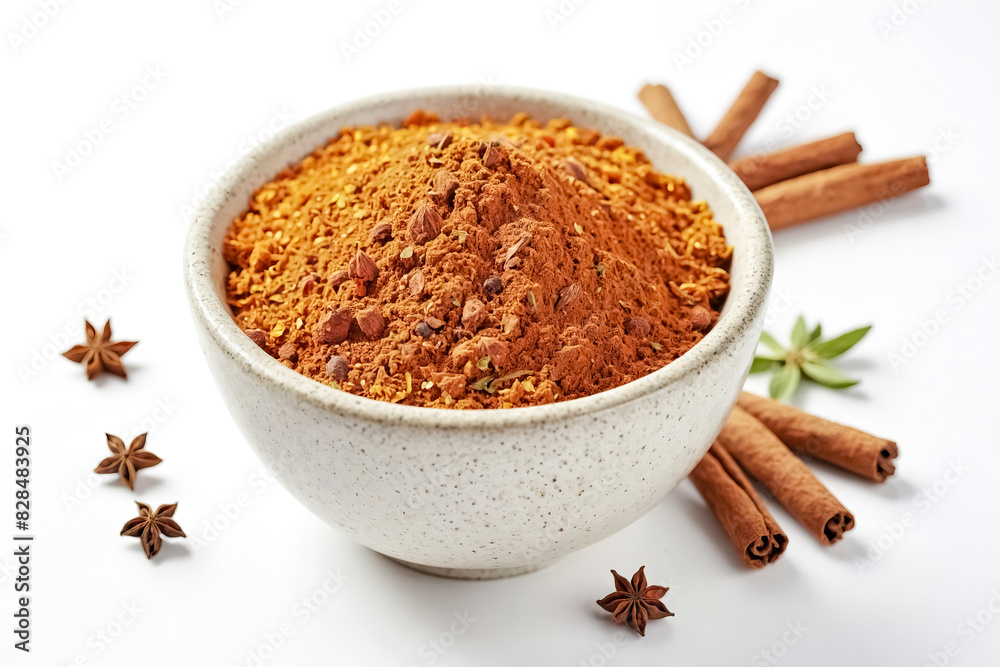 Ground Spices in a Bowl with Cinnamon Sticks and Star Anise Ground Spices in a Bowl with Cinnamon Sticks and Star Anise