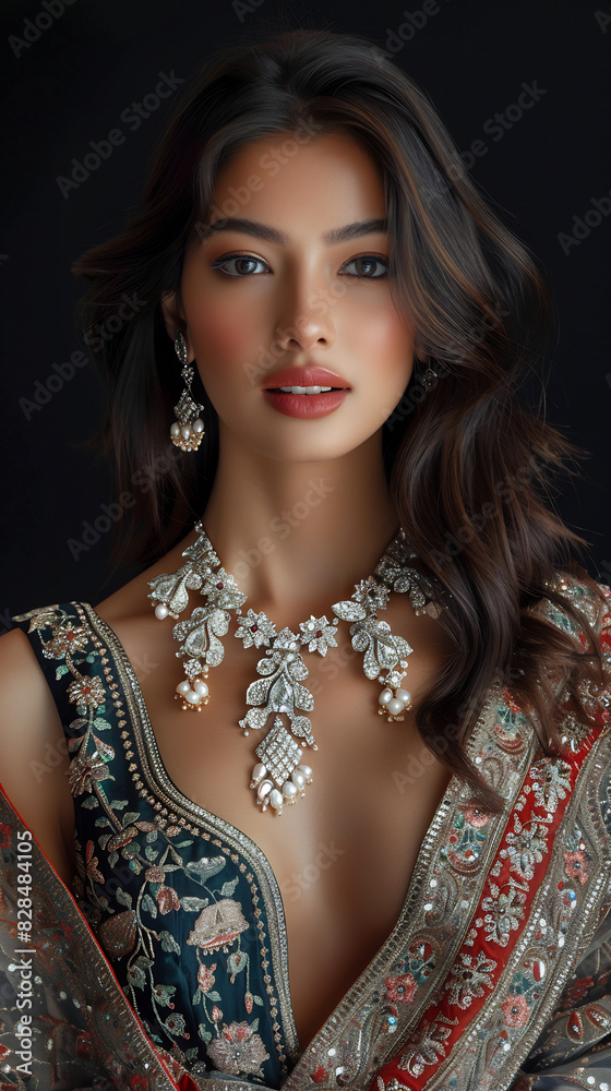 Elegant Indian Woman in Luxury Dress, AI generative Elegant Indian Woman in Luxury Dress, AI generative