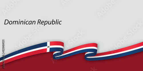 3d ribbon with national flag Dominican Republic isolated on white background