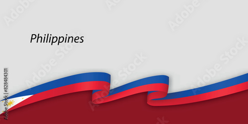 3d ribbon with national flag Philippines isolated on white background