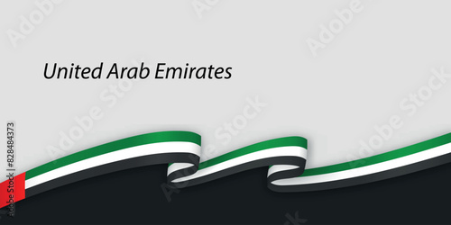 3d ribbon with national flag United Arab Emirates isolated on white background
