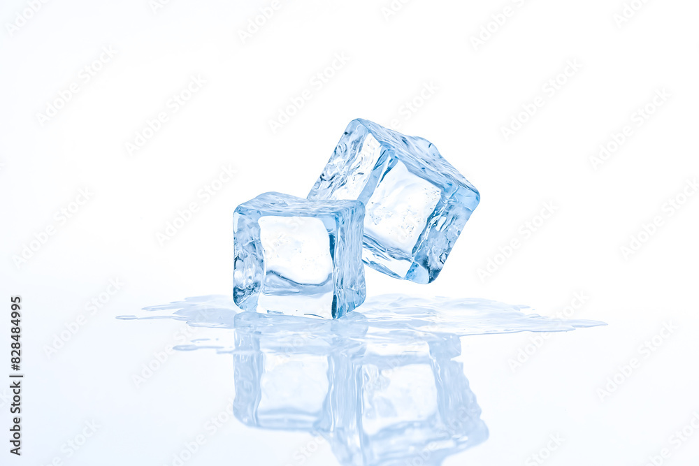 Obraz premium Two Ice Cubes Splashing in Water