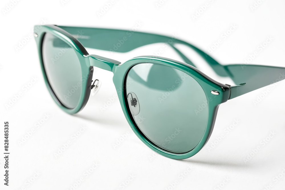Green Round Sunglasses on White Background Green Round Sunglasses on White Background