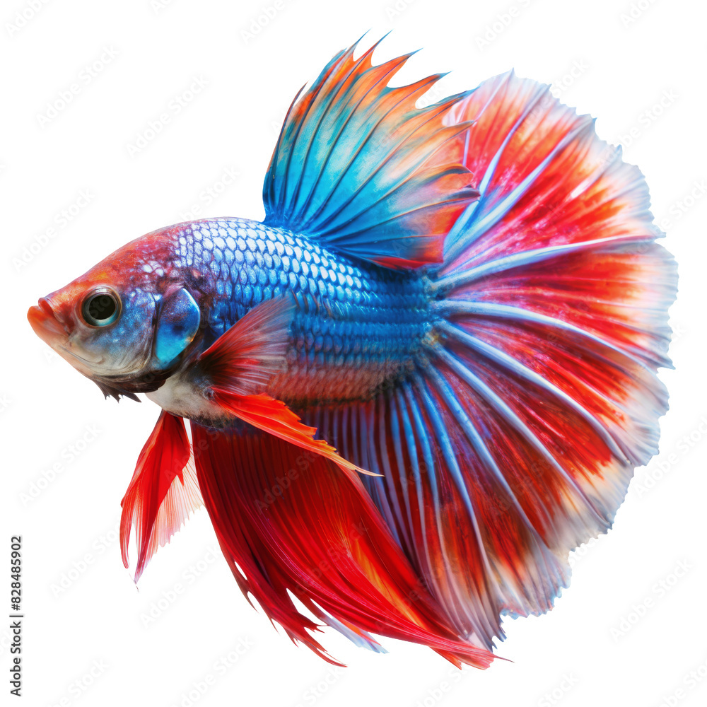 Fototapeta premium Isolated colorful beta fish on transparent background