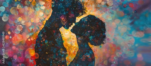 Intimate Embrace A Vibrant Closeup of Gustav Klimts Iconic The Kiss