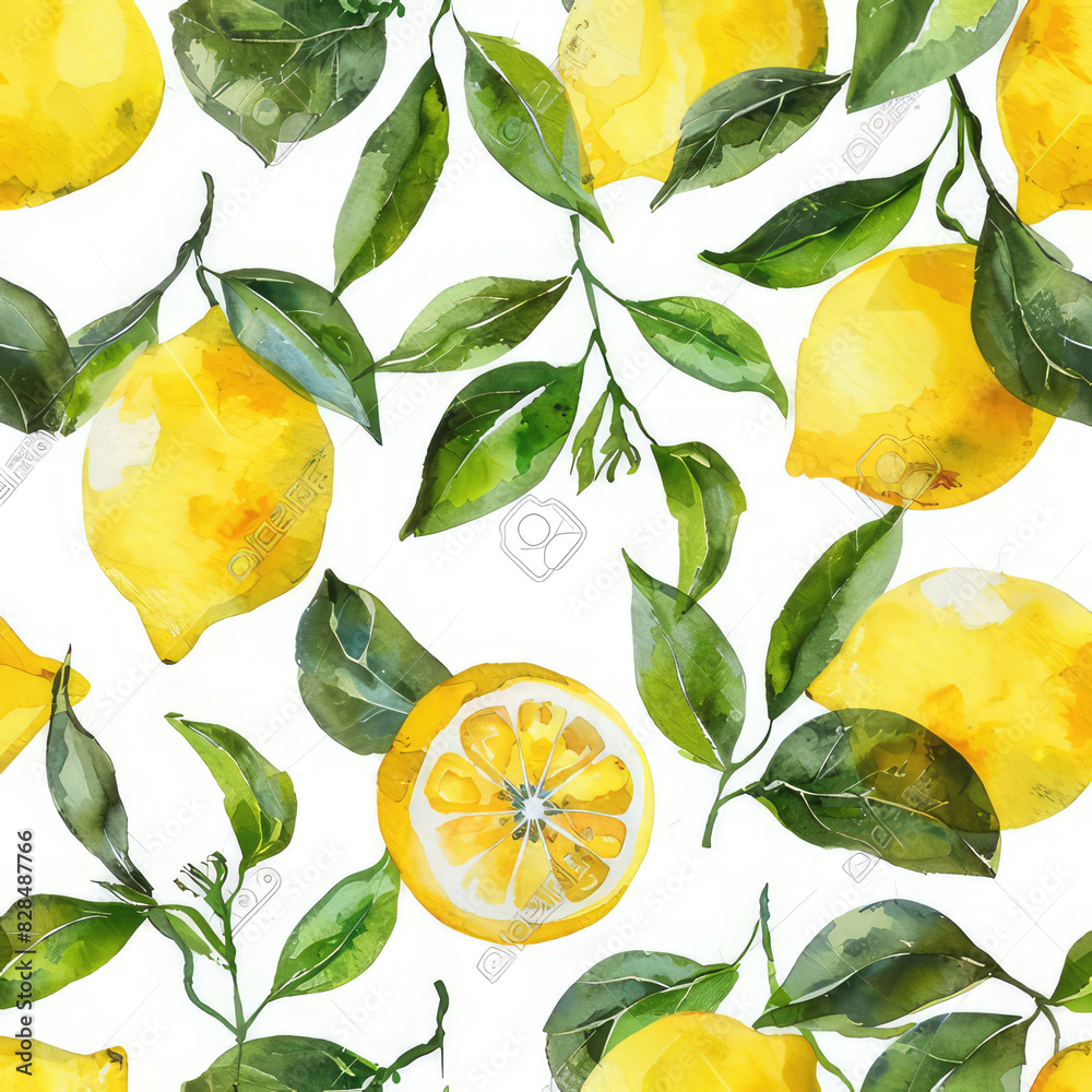 Watercolor Hand Painted Lemons and Lemon Slices Seamless Pattern. Spring, Summer Concept Background.
Watercolor Hand Painted Lemons and Lemon Slices Seamless Pattern. Spring, Summer Concept Background.