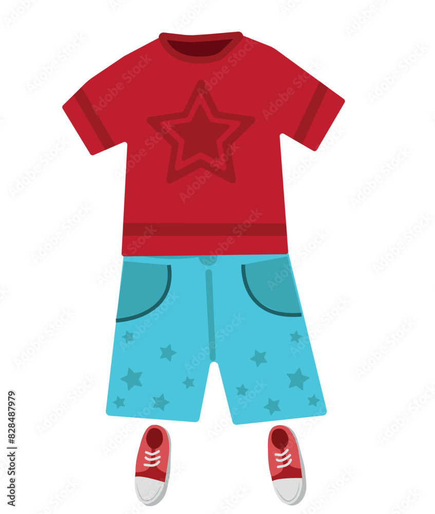 Summer Clothing. Clothing and items for summer season. Seasons vector illustration set Summer Clothing. Clothing and items for summer season. Seasons vector illustration set